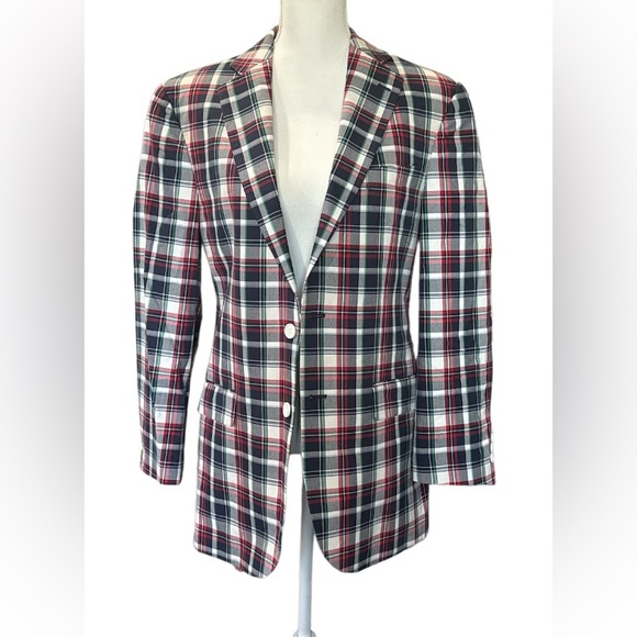 Brooks Brothers Multicolor Plaid Blazer - Red Blue White